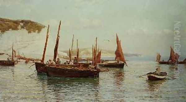 Bell Trawlers going to sea Oil Painting by J.J.Hamilton McCullum