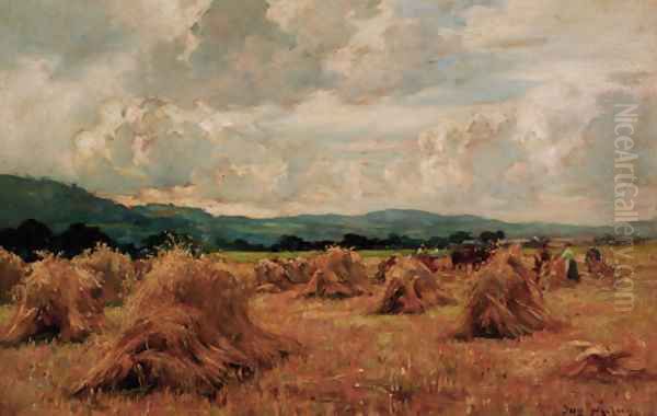 Haystacks Oil Painting by Joseph Milner