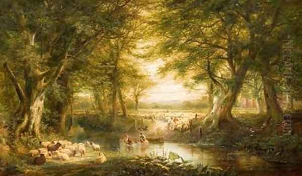 Sheepwashing Welburn Yorkshire Oil Painting by Joseph Wrightson McIntyre