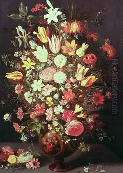 Flowers in a vase Oil Painting by Phillipe de Marlier