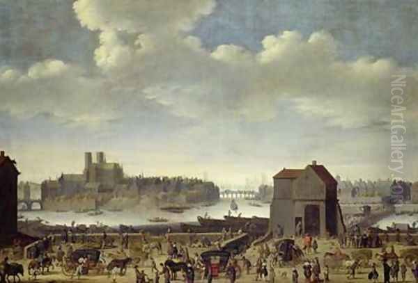 View of the Bridge and Quai de la Tournelle 1646 Oil Painting by Theodor Matham