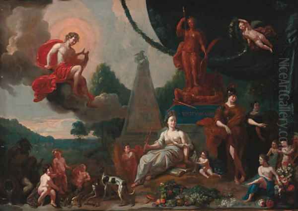 An allegory of the Fruits of Peace with Haarlem in the distance Oil Painting by Dirck Maas