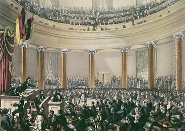 The National Assembly in the church St Paul Frankfurt convened in May 1848 Oil Painting by E.G. May