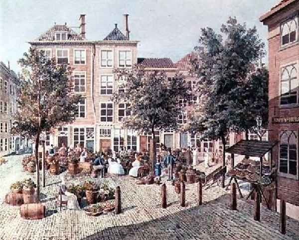 The little vegetable market in Haag Oil Painting by Felix Bartholdy Mendelsohn