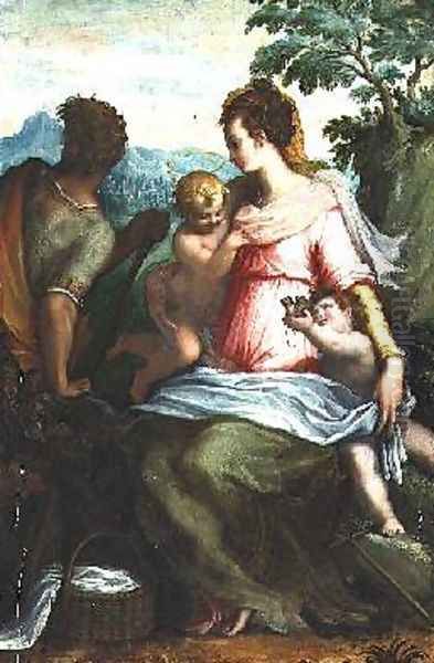 Madonna and Child with Saint John the Baptist Oil Painting by Francesco (Il Poppi) Morandini