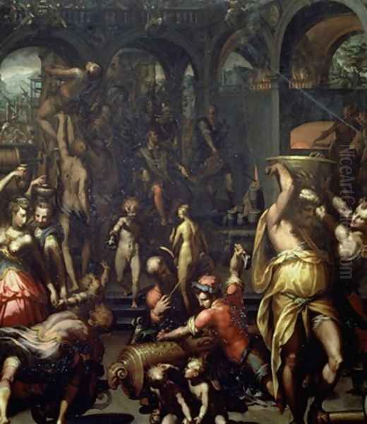 The Bronze Foundry 1572 Oil Painting by Francesco (Il Poppi) Morandini