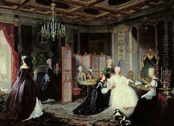 Empress Catherine the Great 1729-96 receiving a letter 1861 Oil Painting by Jan Ostoja Mioduszewski