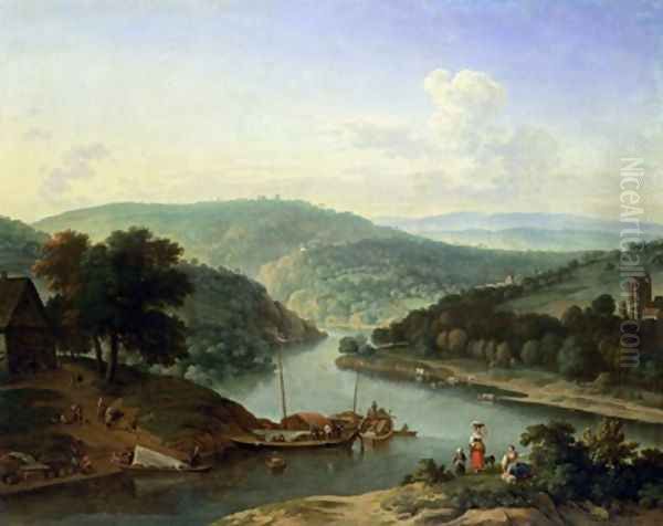 River Landscape 1697 Oil Painting by Jan van der the Younger Meer