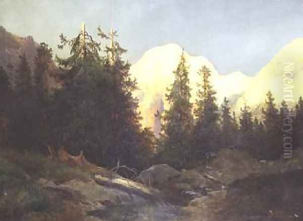 Sunset in South Tyrol Oil Painting by Charles Morel