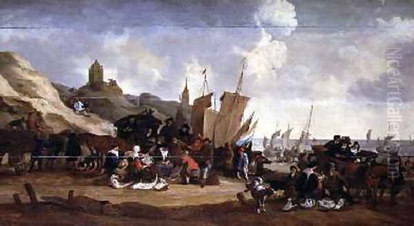 The Fish Market Oil Painting by Cornelius Hubert Van Meurs