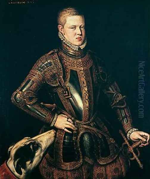 King Sebastian 1554-78 of Portugal 1571 Oil Painting by Cristovao do Moraes