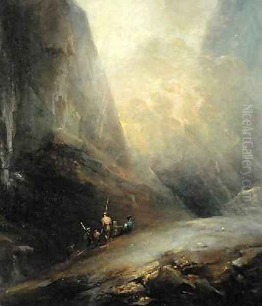 Mountain Landscape with Banditti 1780 Oil Painting by Elias Martin