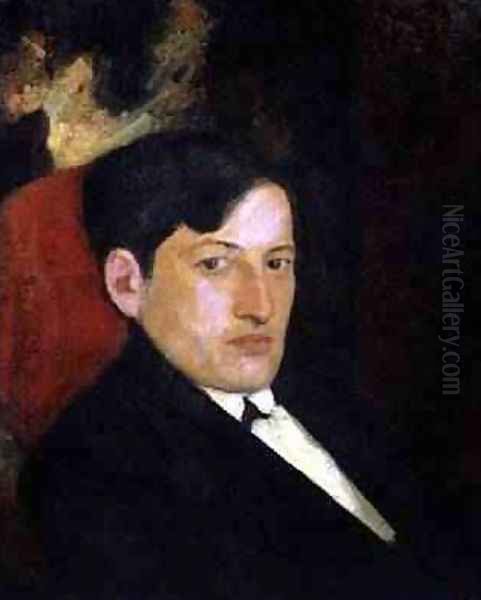 Portrait of D Shevardnadze 1921 Oil Painting by K. Magalashvili