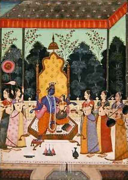 Vaikuntha Darshana 1710-15 Oil Painting by Lupha Murad and