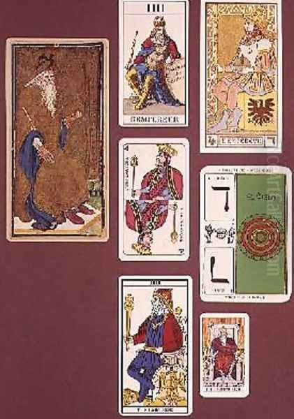 IIII The Emperor seven tarot cards from different packs Oil Painting by (attr.to) Minchin, William