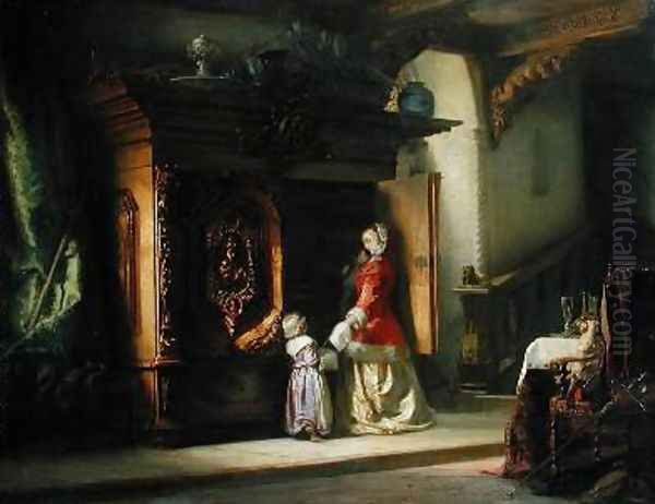 Interior 1853 Oil Painting by Bernhard Mohrhagen