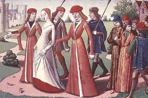 Joan of Arc 1412-31 being led to Charles VII 1403-61 from the Vigils of Charles VII Oil Painting by de Paris (known as Auvergne) Martial