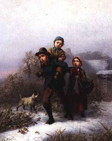 In Winter Oil Painting by Ferdinand Marohn