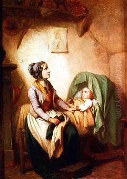 The Sick Child Oil Painting by Ferdinand Marolin