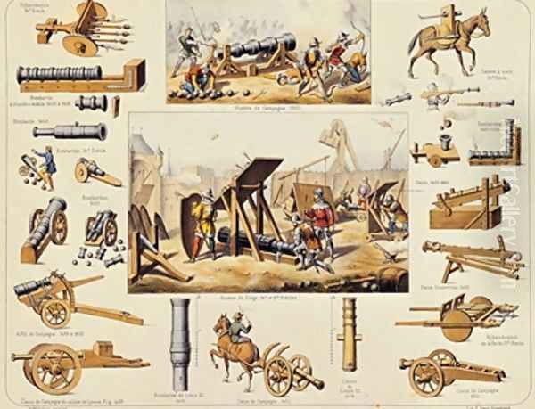 French artillery from the 14th and 15th centuries Oil Painting by Johannes Moltzheim