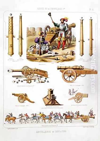 French artillery between 1500-50 from LArtillerie Francaise Oil Painting by Johannes Moltzheim