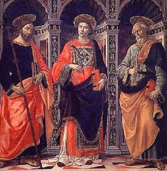 St James St Stephen and St Peter Oil Painting by Sebastiano Minardi