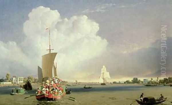 On the Hoogly River at Garden Reach below Calcutta 1852 Oil Painting by C.J. Martin