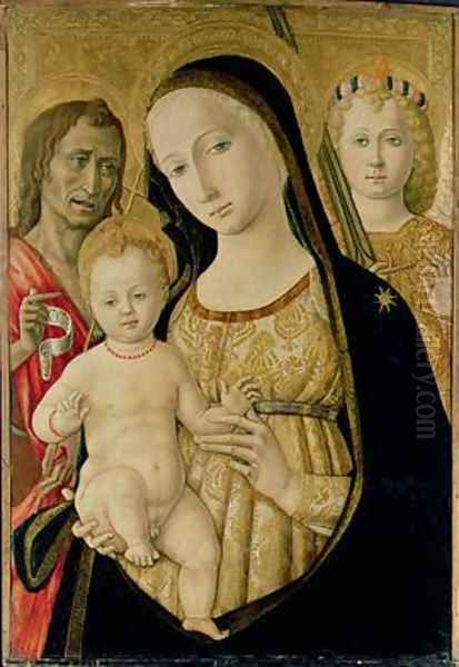 Madonna and Child with St John the Baptist and St Michael the Archangel 1485-95 Oil Painting by di Giovanni di Bartolo Matteo