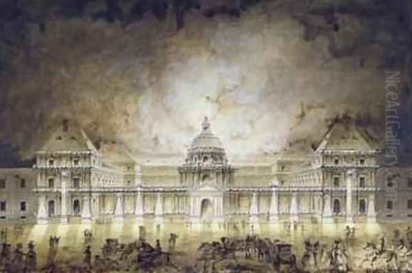 The Luxembourg Palace Illuminated for the Fete du Roi in 1780 Oil Painting by Jean Baptiste Marechal