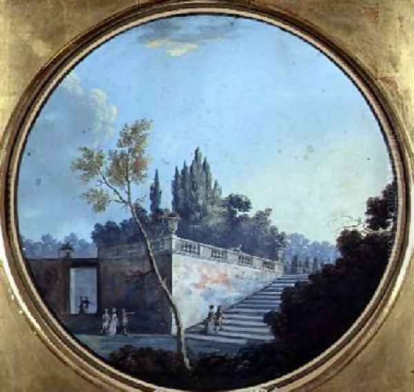 Classical Garden Possibly at Versailles Oil Painting by Jean Baptiste Marechal