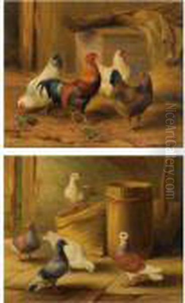 Chickens Oil Painting by Edgar Hunt