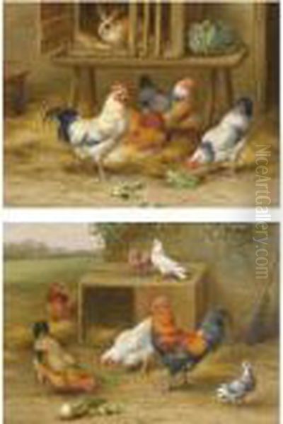 The Open Door; Farmyard Harmony Oil Painting by Edgar Hunt