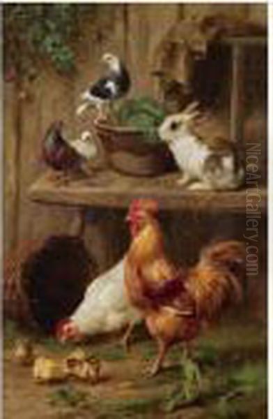 Farmyard Harmony Oil Painting by Edgar Hunt