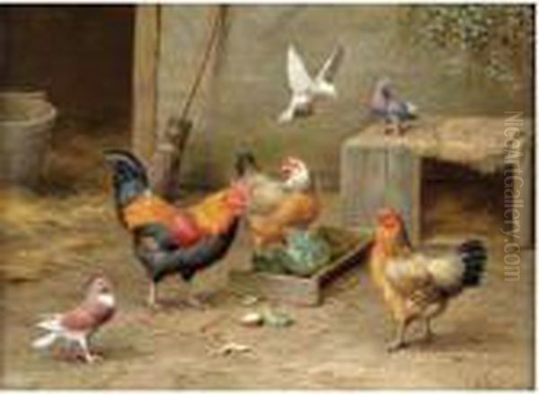 Feeding Time Oil Painting by Edgar Hunt