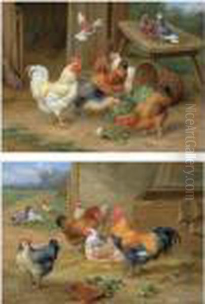 The Pecking Order; King Of The Roost Oil Painting by Edgar Hunt