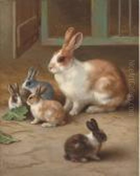 Bunnies Oil Painting by Edgar Hunt