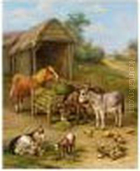 Feeding Time Oil Painting by Edgar Hunt