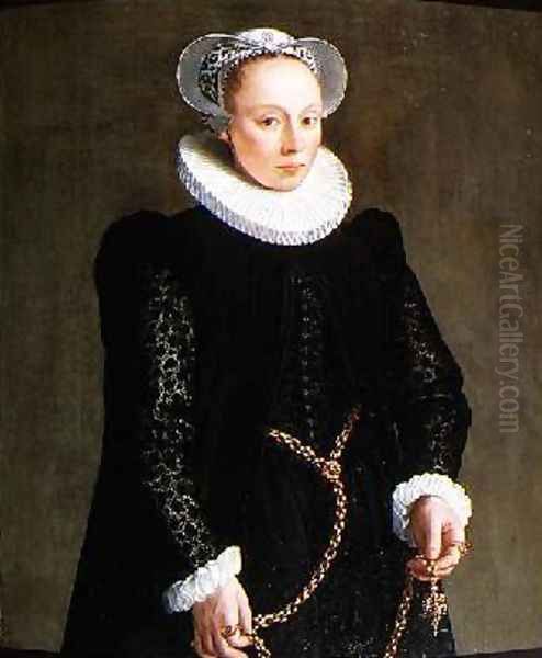 Portrait of a lady aged 24 1587 Oil Painting by Herman van der Mast