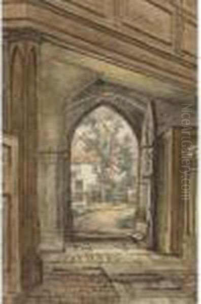 A Doorway In Bushey Church, Hertfordshire Oil Painting by William Henry Hunt