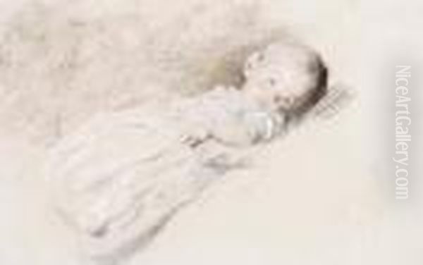 Study Of A Baby Oil Painting by William Henry Hunt