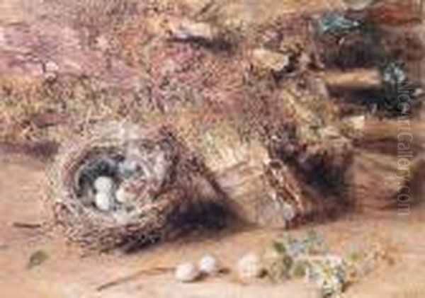 Bird's Nest On A Mossy Bank Oil Painting by William Henry Hunt