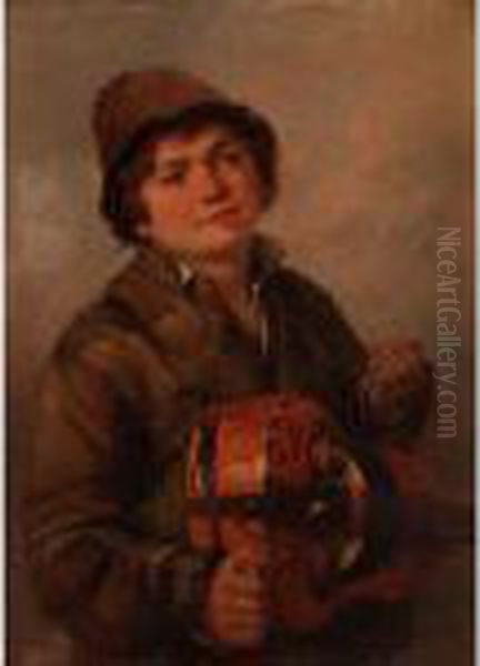 The Young Hurdy Gurdy Player Oil Painting by William Henry Hunt