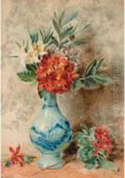 Flowers In A Vase Oil Painting by William Henry Hunt