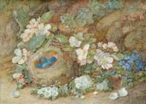 'a Bird'snest And Wild Roses On A Mossy Bank' Oil Painting by William Henry Hunt