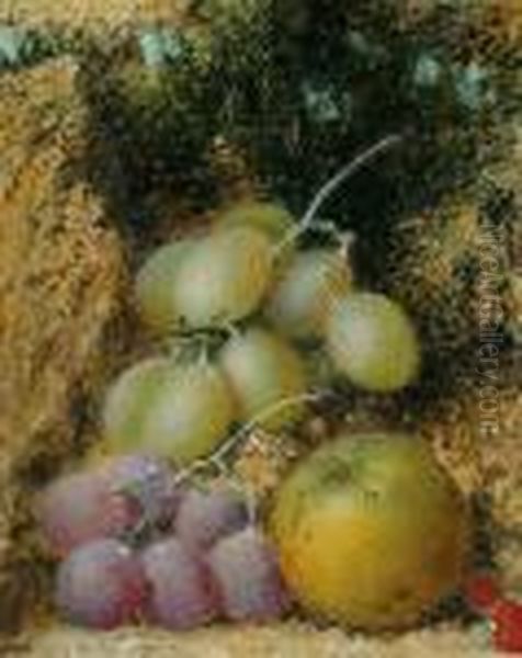 Still Life Of Grapes And An Apple Oil Painting by William Henry Hunt