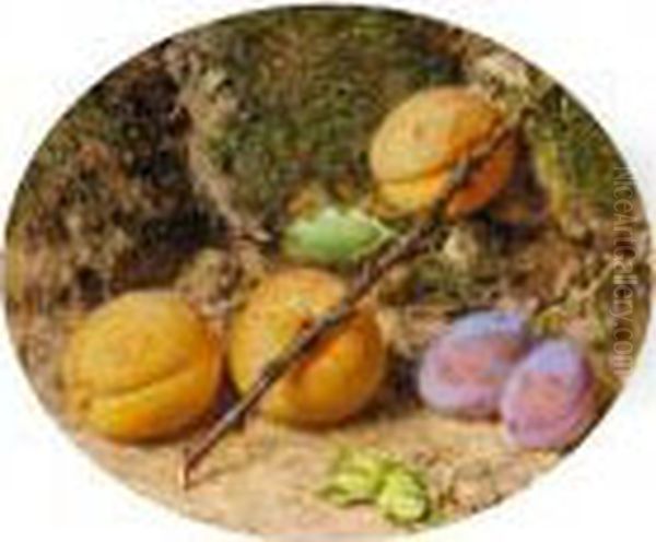 Still Life With Apricots And Plums On A Mossy Bank Oil Painting by William Henry Hunt