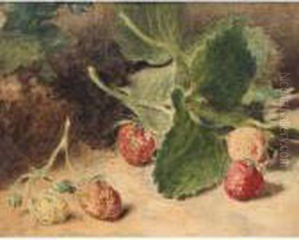 Still Life With Strawberries Oil Painting by William Henry Hunt