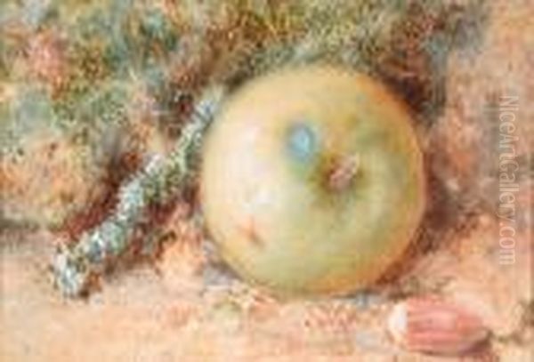 Still Life Of An Apple Oil Painting by William Henry Hunt