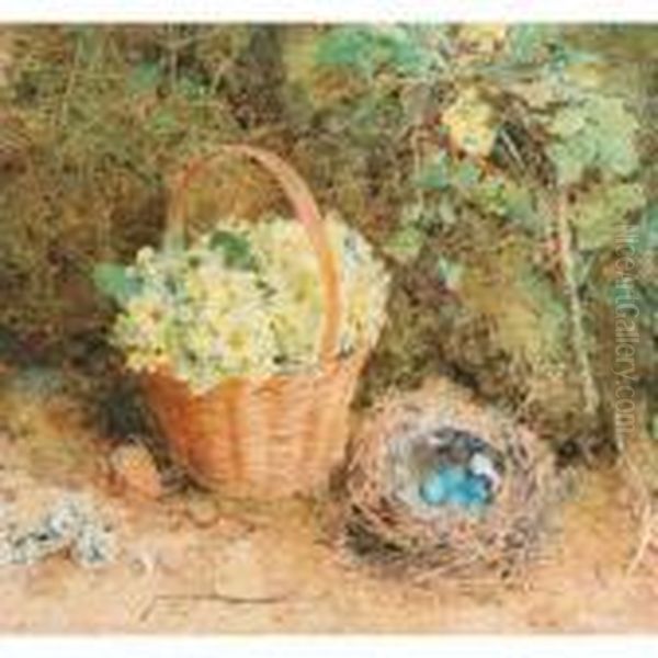 Primroses Oil Painting by William Henry Hunt