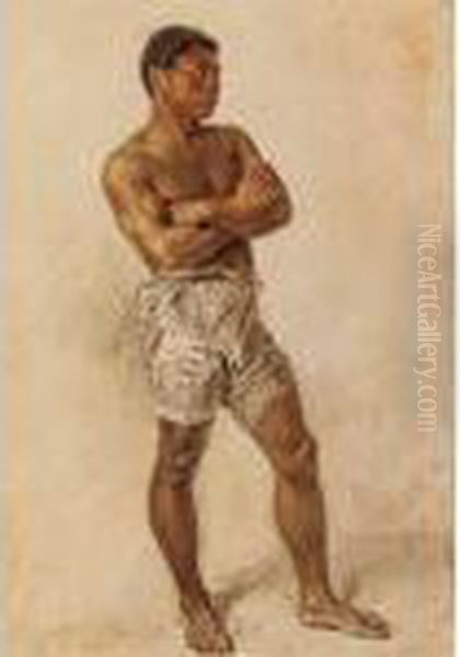 Study Of A Boxer Oil Painting by William Henry Hunt